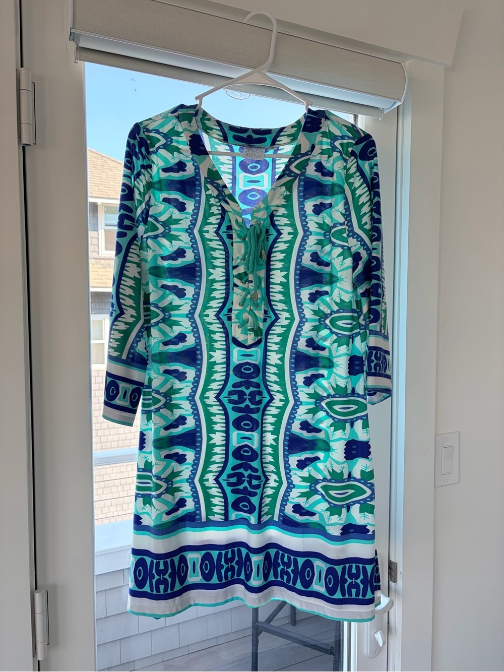 Women's Green & Blue Printed Swim Coverup Tunic